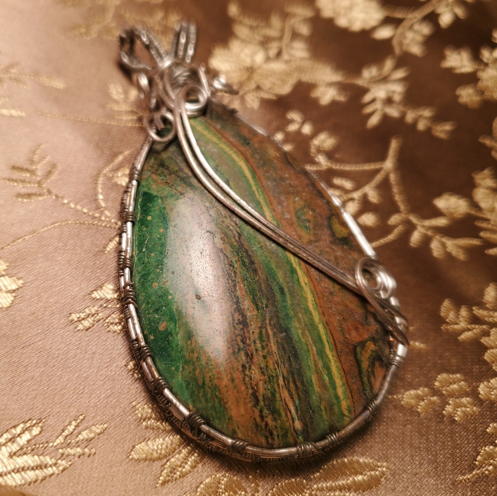 Wire Wrapped Jasper Pendant